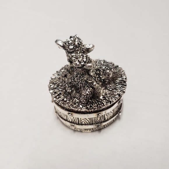 Vintage Silver Tone Sheep Mary Had A Lamb Ornate Jewelry Music Box Trinket New - Picture 3 of 8